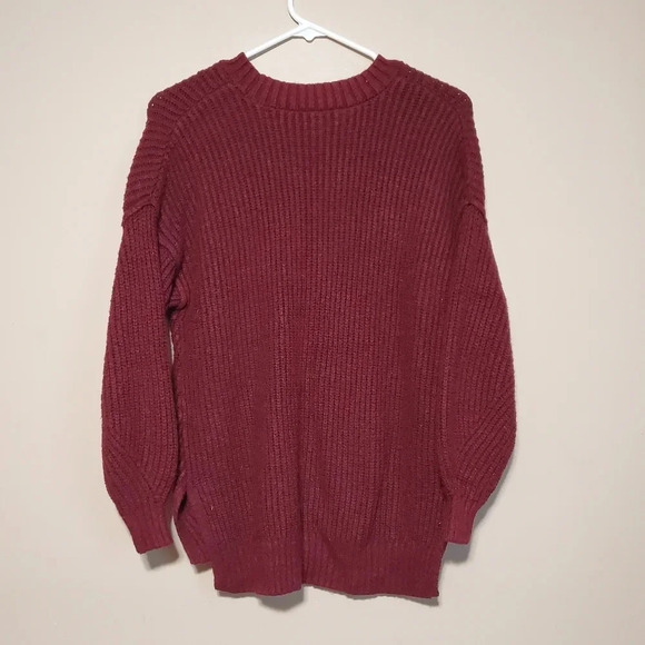 American Eagle Outfitters Women's Size XS Sweater Maroon Crew Neck Hi Low - Picture 5 of 6